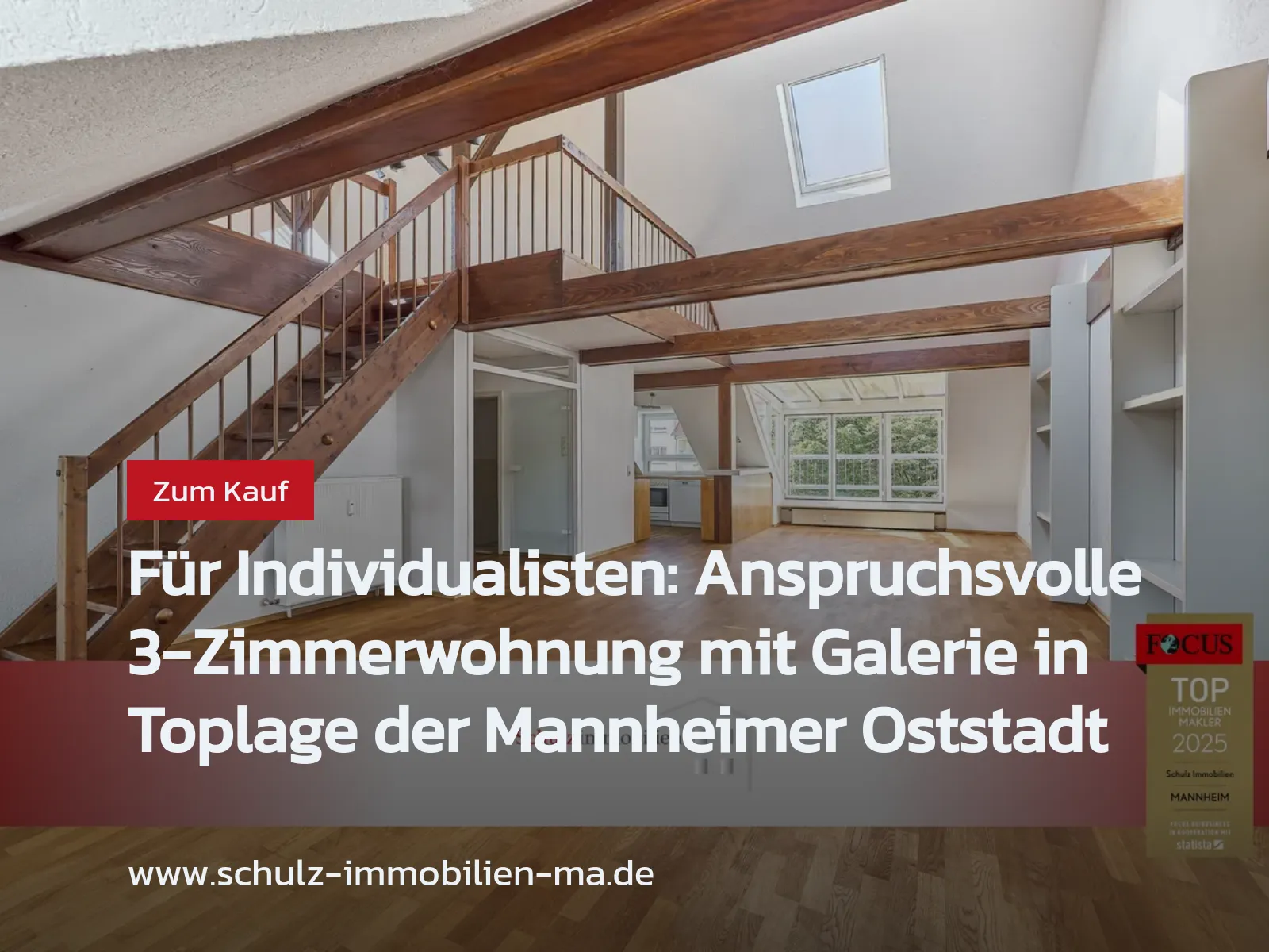 Neu im Angebot: Für Individualisten: Anspruchsvolle 3-Zimmerwohnung mit Galerie in Toplage der Mannheimer Oststadt