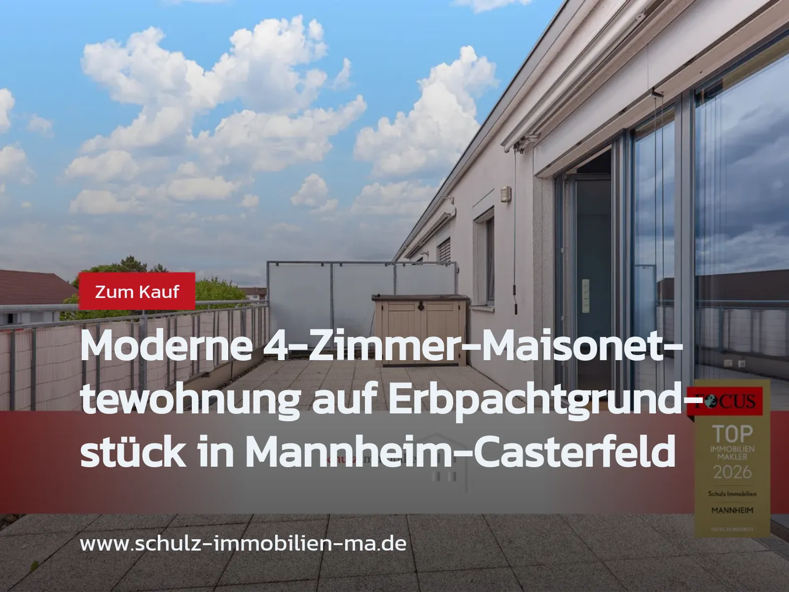 Neu im Angebot: Moderne 4-Zimmer-Maisonettewohnung auf Erbpachtgrundstück in Mannheim-Casterfeld