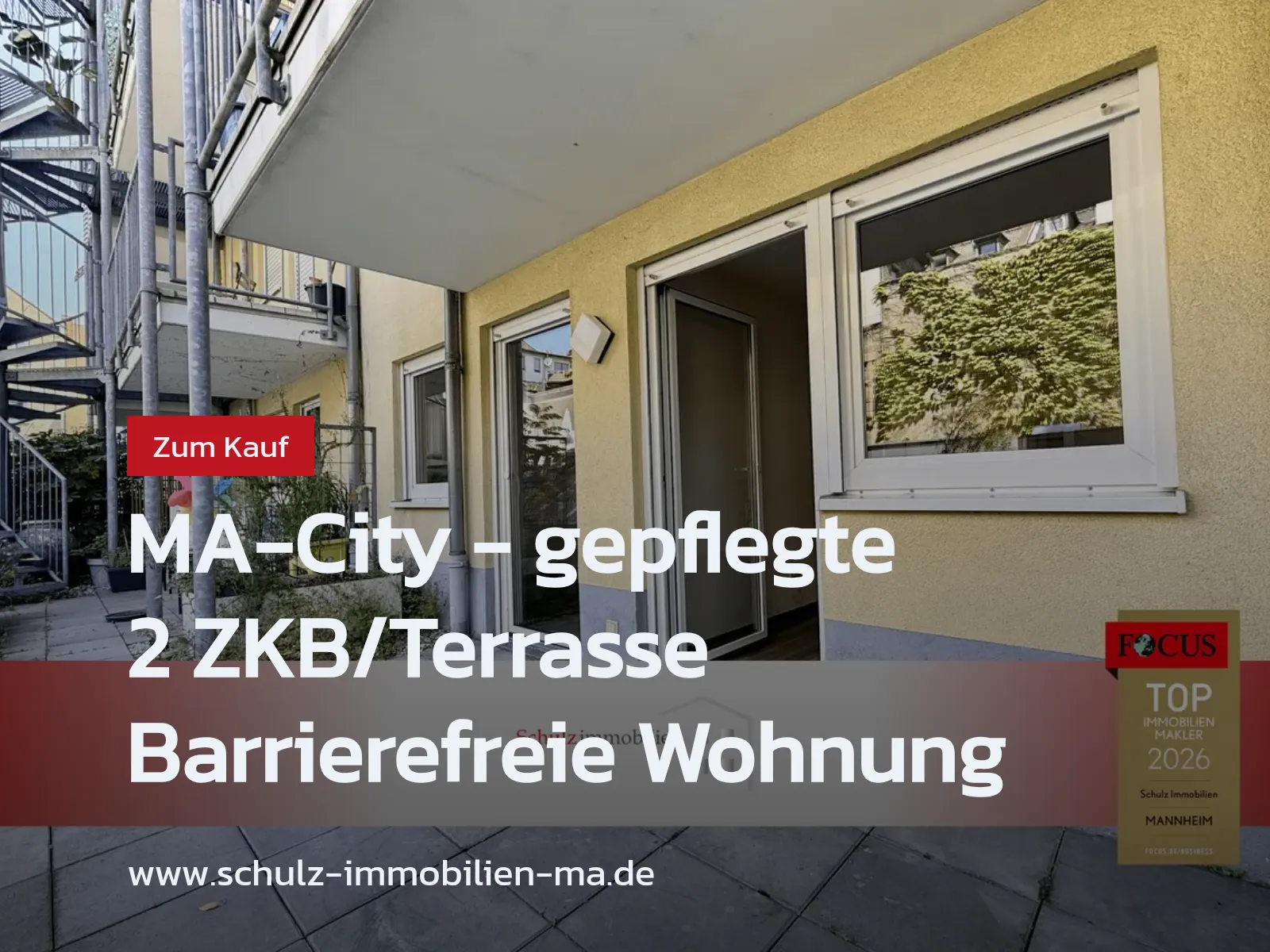 Neu im Angebot: MA-City – gepflegte 2 ZKB/Terrasse Barrierefreie Wohnung