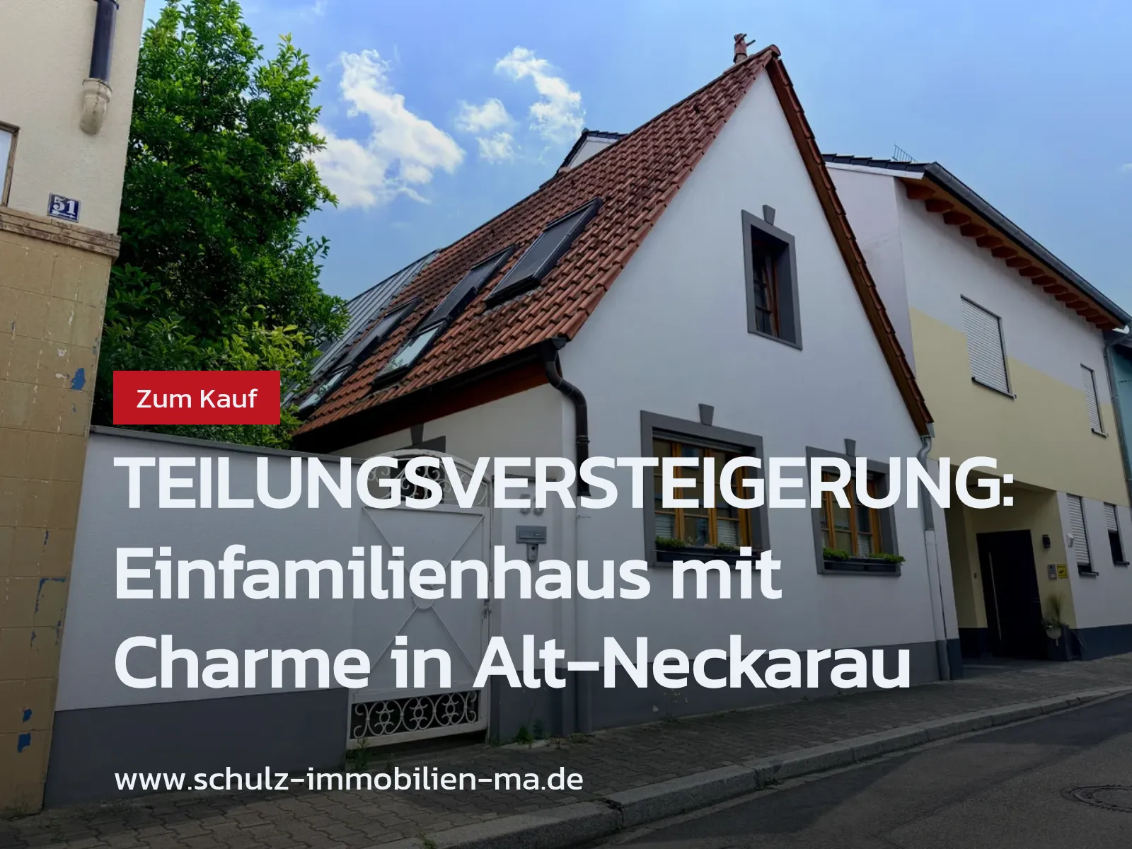 Neu im Angebot: TEILUNGSVERSTEIGERUNG: Einfamilienhaus mit Charme in Alt-Neckarau