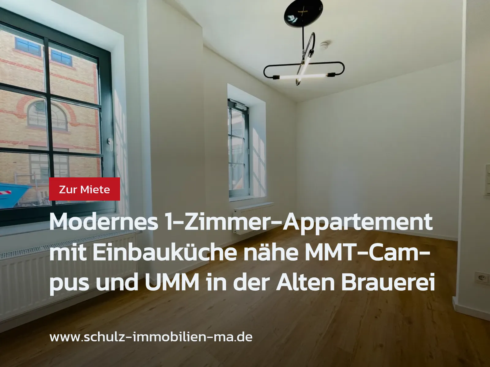 Neu im Angebot: Modernes 1-Zimmer-Appartement mit Einbauküche nähe MMT-Campus und UMM in der Alten Brauerei