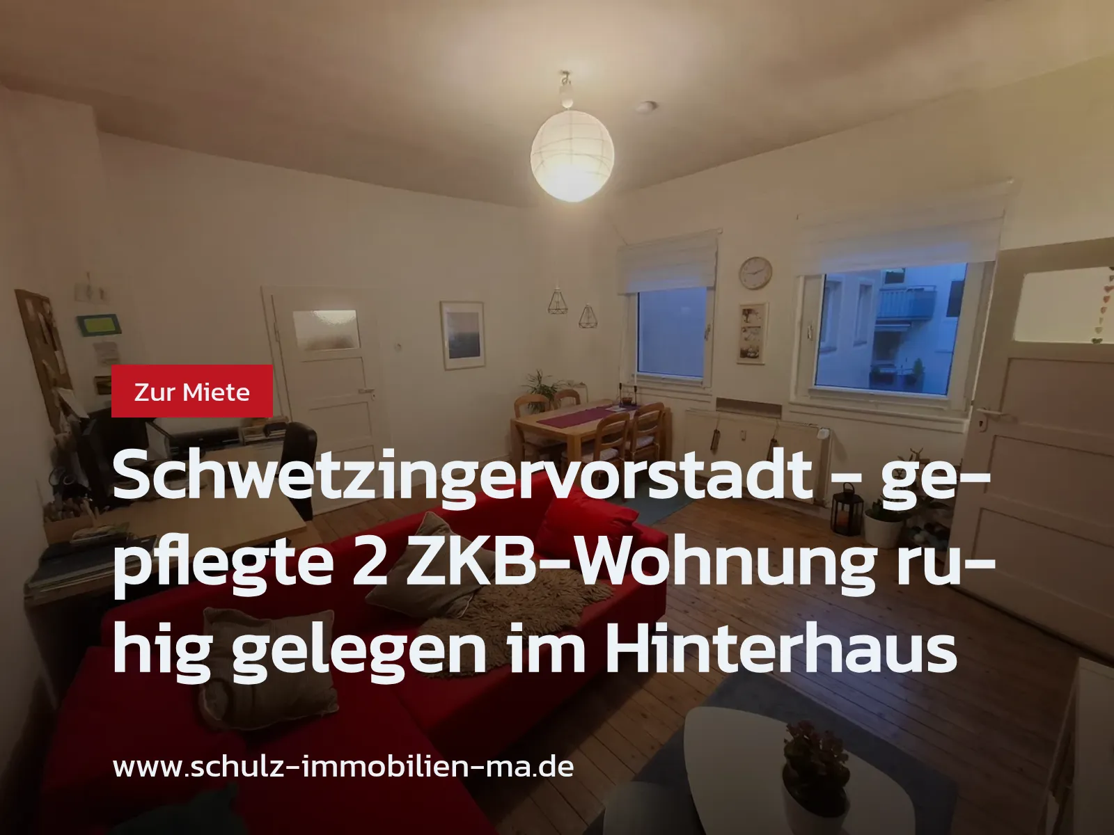 Neu im Angebot: Schwetzingervorstadt – gepflegte 2 ZKB-Wohnung ruhig gelegen im Hinterhaus
