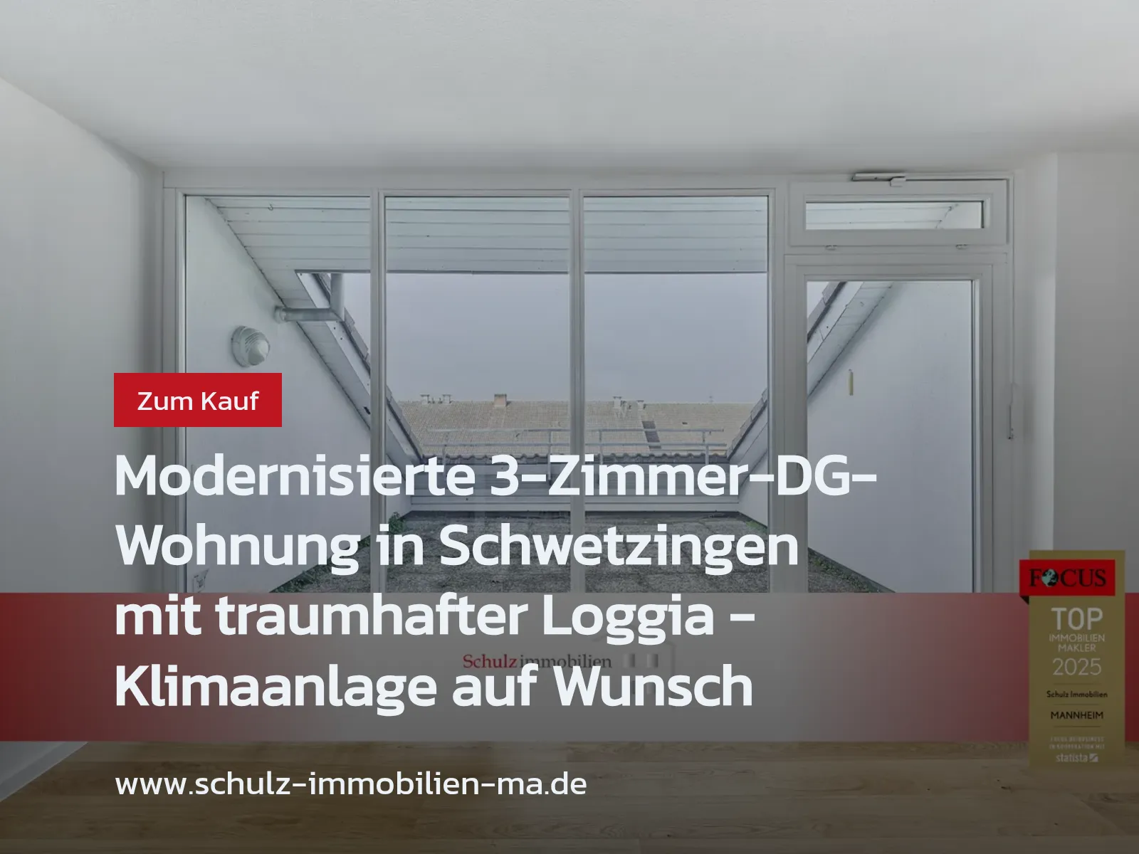 Neu im Angebot: Modernisierte 3-Zimmer-DG-Wohnung in Schwetzingen mit traumhafter Loggia – Klimaanlage auf Wunsch