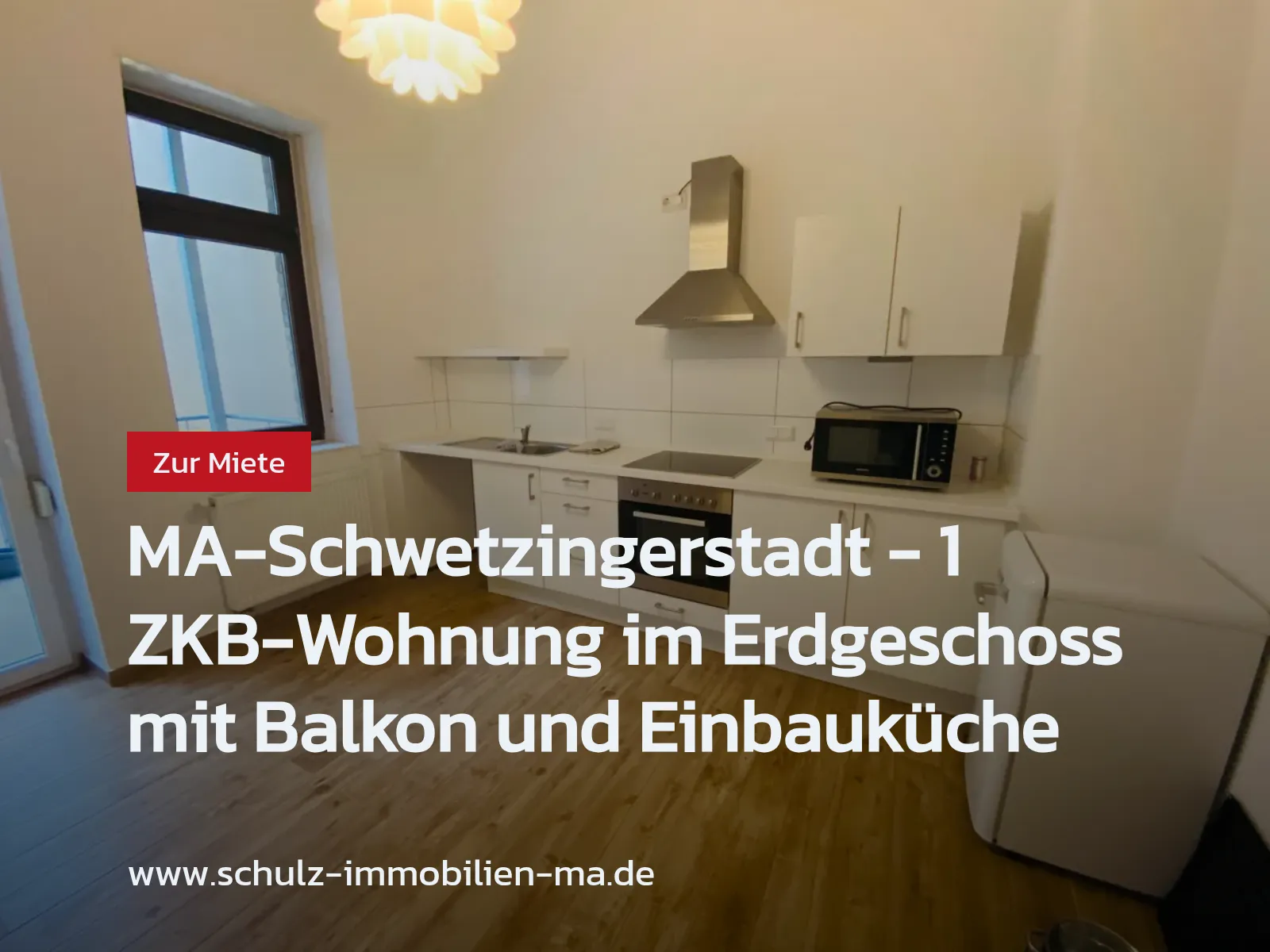 Neu im Angebot: MA-Schwetzingerstadt – 1 ZKB-Wohnung im Erdgeschoss mit Balkon und Einbauküche