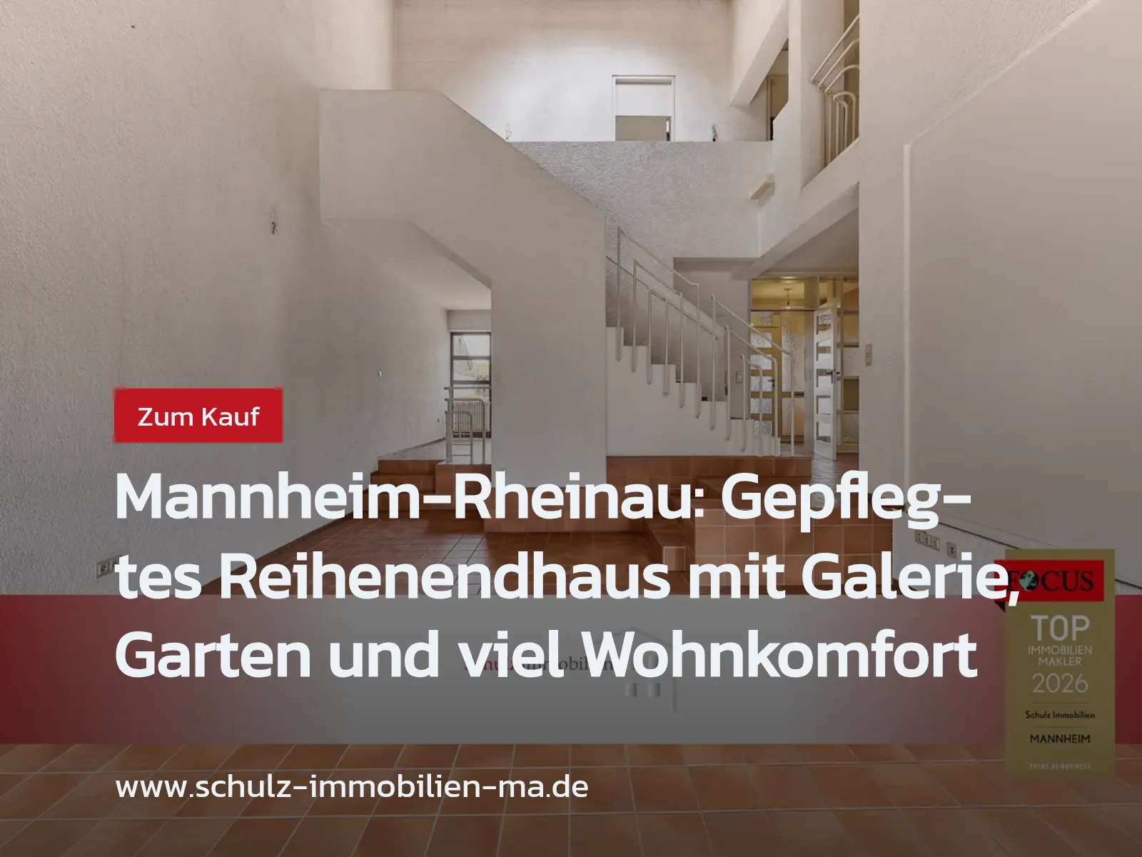 Neu im Angebot: Mannheim-Rheinau: Gepflegtes Reihenendhaus mit Galerie, Garten und viel Wohnkomfort