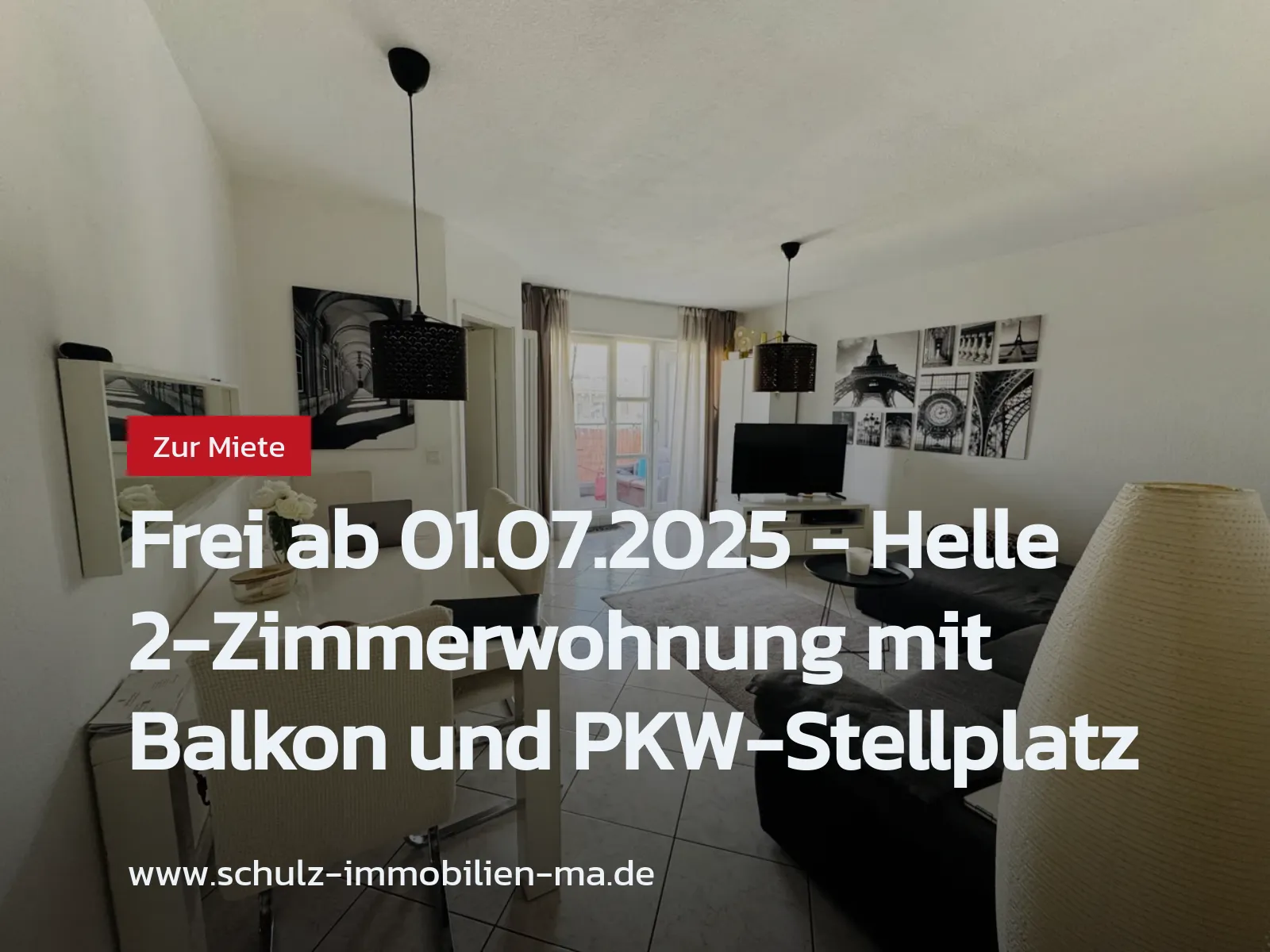 Neu im Angebot: Frei ab 01.07.2025 – Helle 2-Zimmerwohnung mit Balkon und PKW-Stellplatz