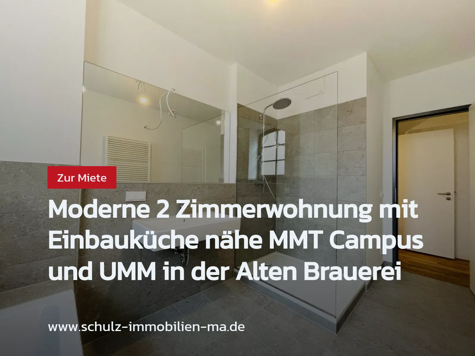 Neu im Angebot: Moderne 2 Zimmerwohnung mit Einbauküche nähe MMT Campus und UMM in der Alten Brauerei