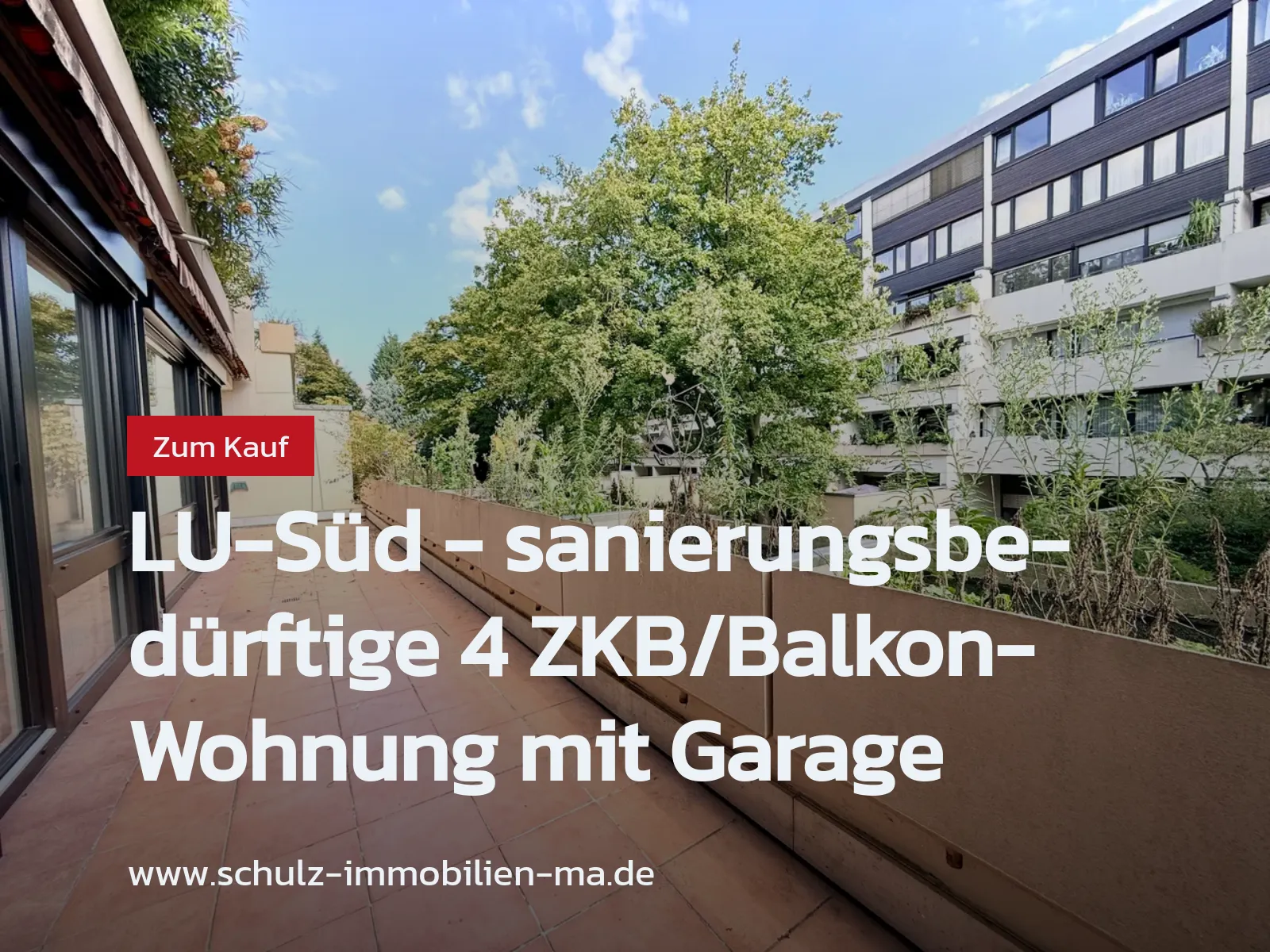 Neu im Angebot: LU-Süd – sanierungsbedürftige 4 ZKB/Balkon-Wohnung mit Garage