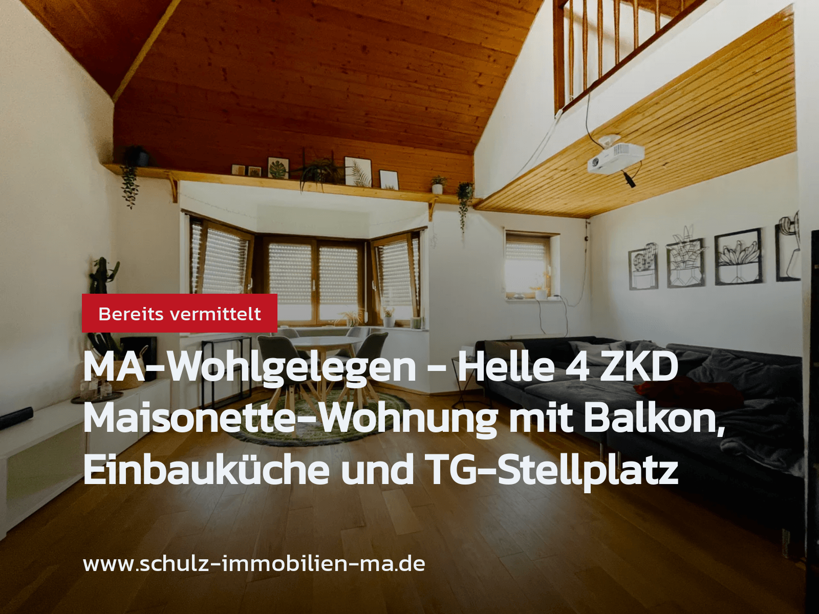 Nicht mehr verfügbar: MA-Wohlgelegen – Helle 4 ZKD Maisonette-Wohnung mit Balkon, Einbauküche und TG-Stellplatz